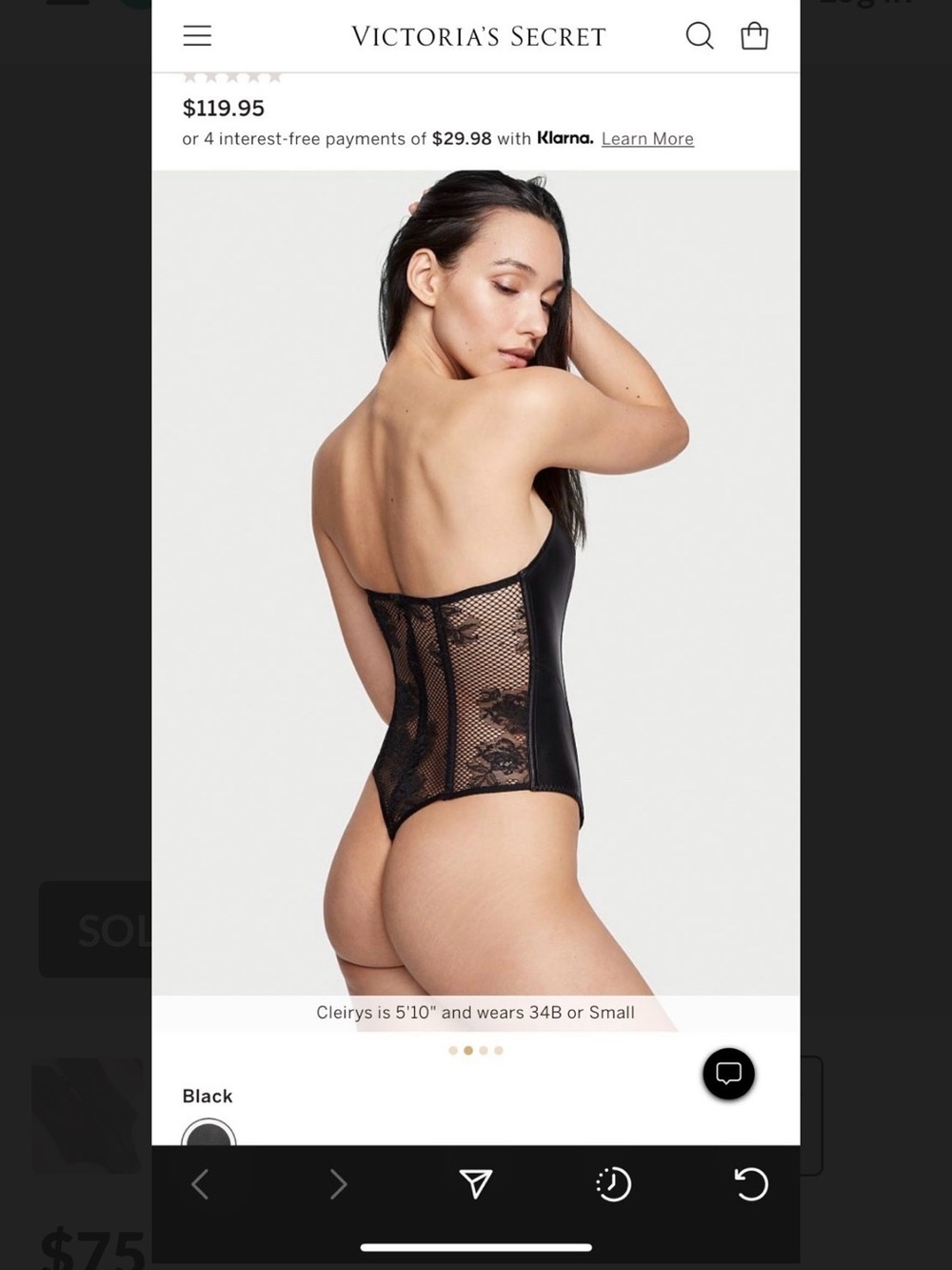 Victoria's Secret Patent Leather and Lace Bodysuit - Black (Small)